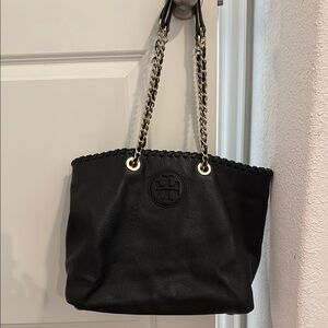 Tory Burch Black Leather Tote Bag